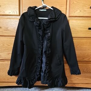 Maurices Black Ruffled Trench Coat